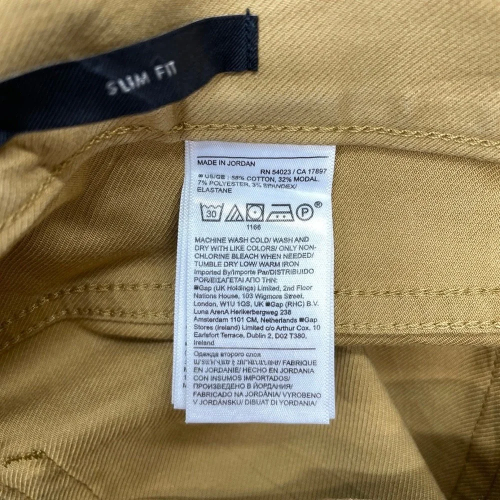 Banana Republic Traveler Slim Fit Chino Pants Mens 33 Golden Khaki Stretch Twill